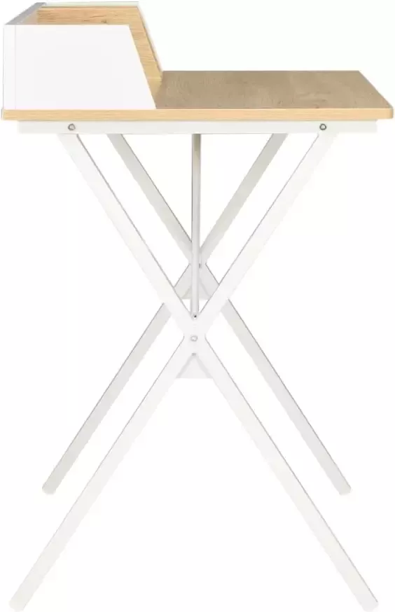 VidaXL -Bureau-80x50x84-cm-wit-en-natuurlijk - Foto 3