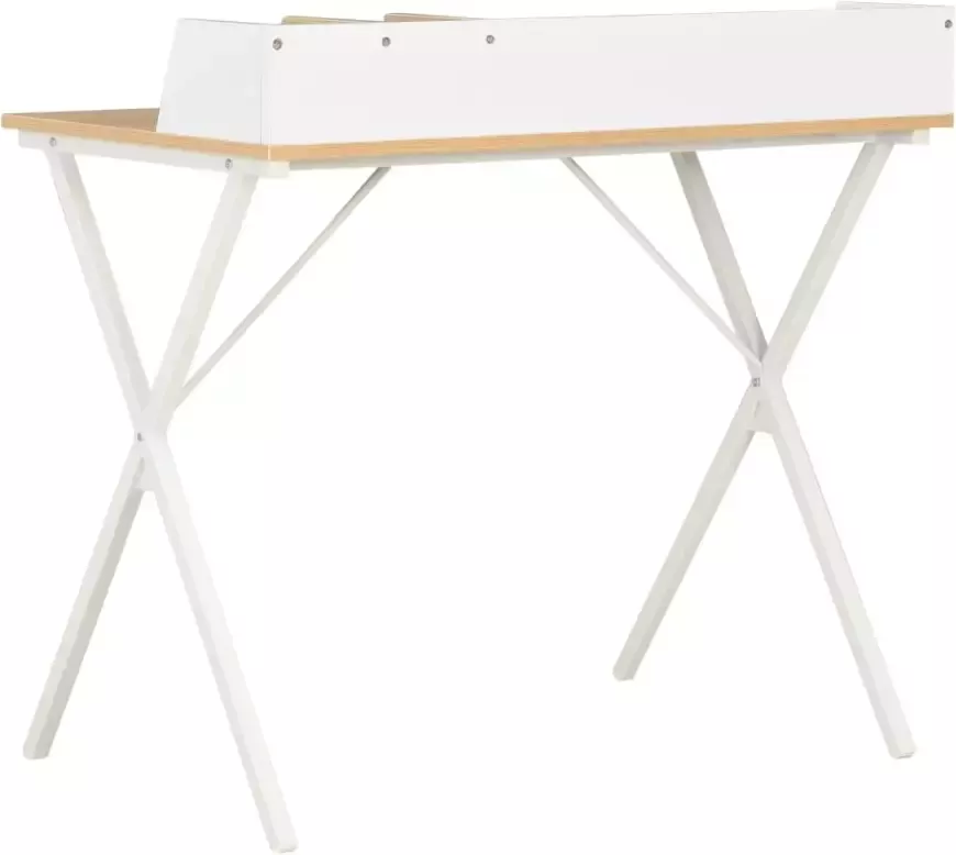 VidaXL -Bureau-80x50x84-cm-wit-en-natuurlijk - Foto 2