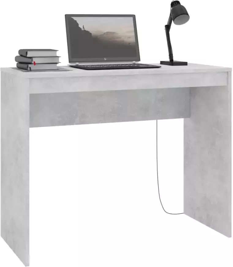 VidaXL -Bureau-90x40x72-cm-bewerkt-hout-betongrijs - Foto 5