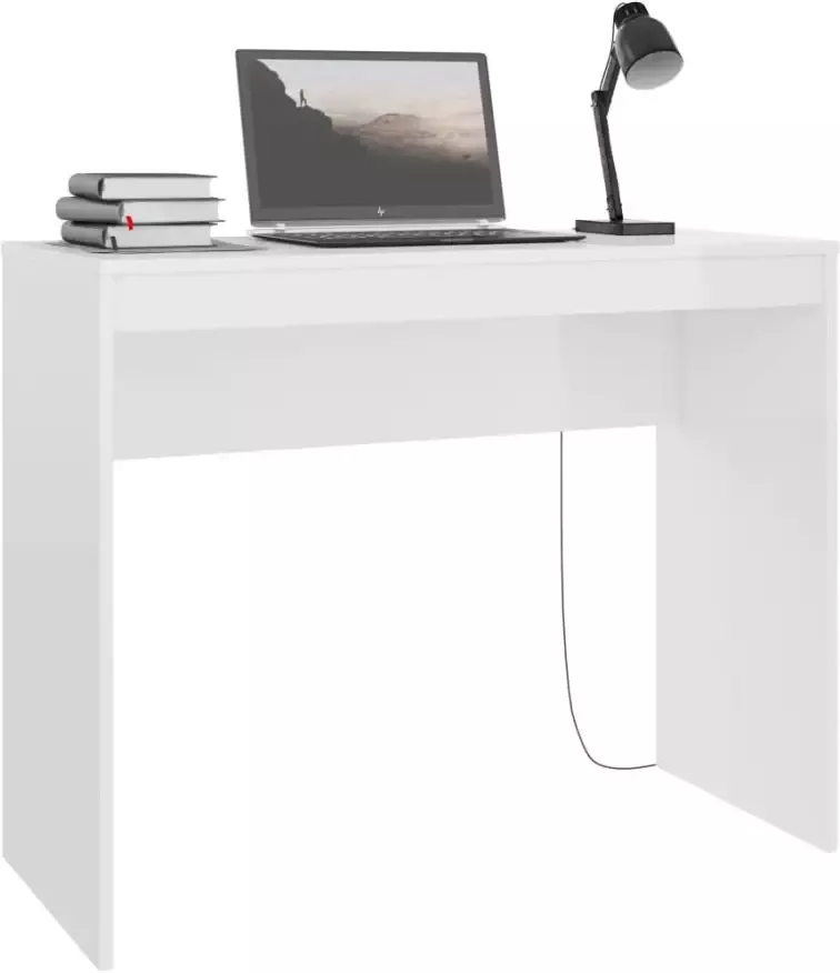 VidaXL -Bureau-90x40x72-cm-bewerkt-hout-hoogglans-wit - Foto 4