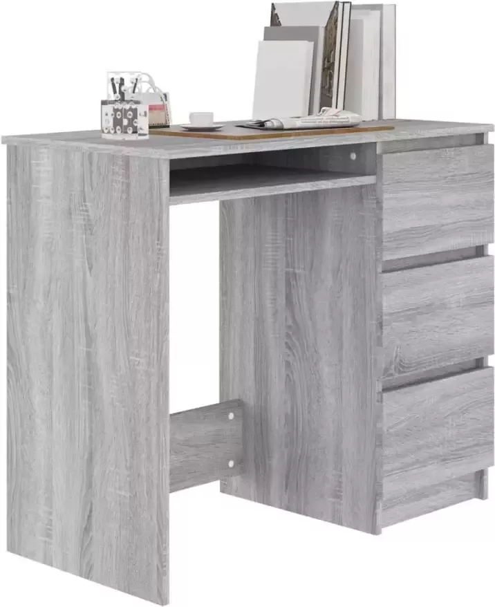 VidaXL -Bureau-90x45x76-cm-bewerkt-hout-grijs-sonoma-eikenkleurig - Foto 7