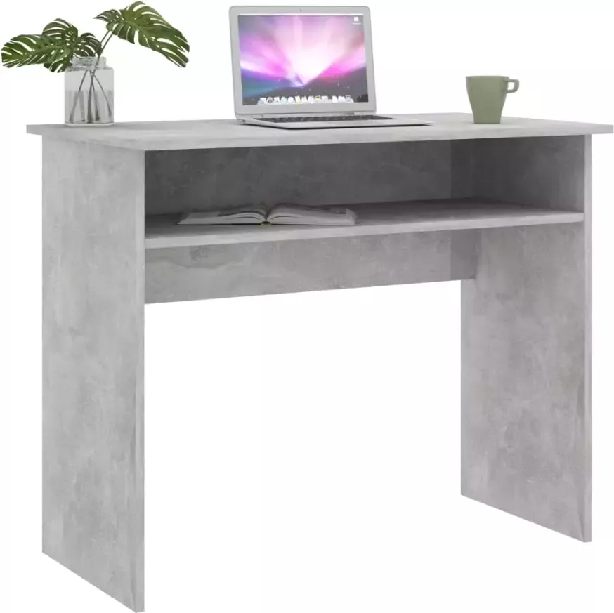 VidaXL -Bureau-90x50x74-cm-bewerkt-hout-betongrijs - Foto 4