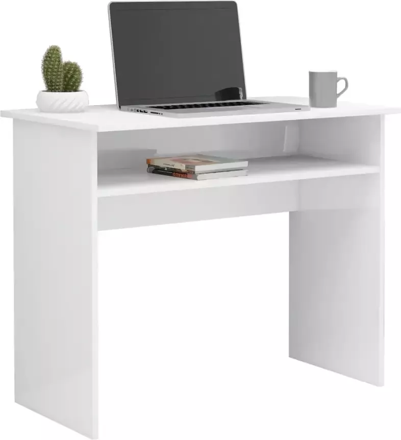 VidaXL -Bureau-90x50x74-cm-bewerkt-hout-hoogglans-wit - Foto 5