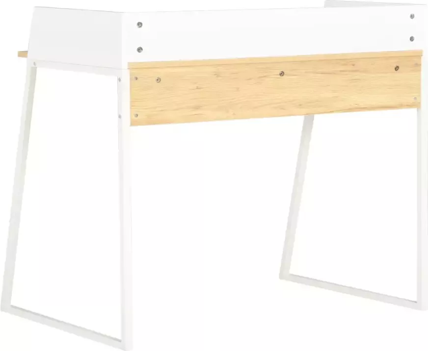 VidaXL -Bureau-90x60x88-cm-wit-en-eikenkleurig - Foto 2