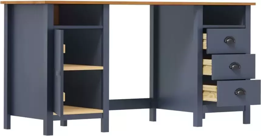 VidaXL -Bureau-Hill-150x50x74-cm-massief-grenenhout-grijs - Foto 3