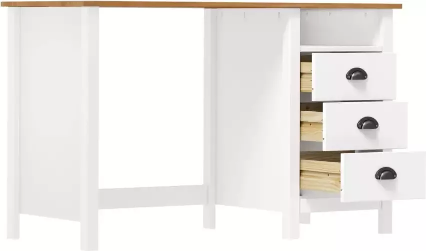 VidaXL Bureau Hill Range met 3 lades 120x50x74 cm massief grenenhout - Foto 3