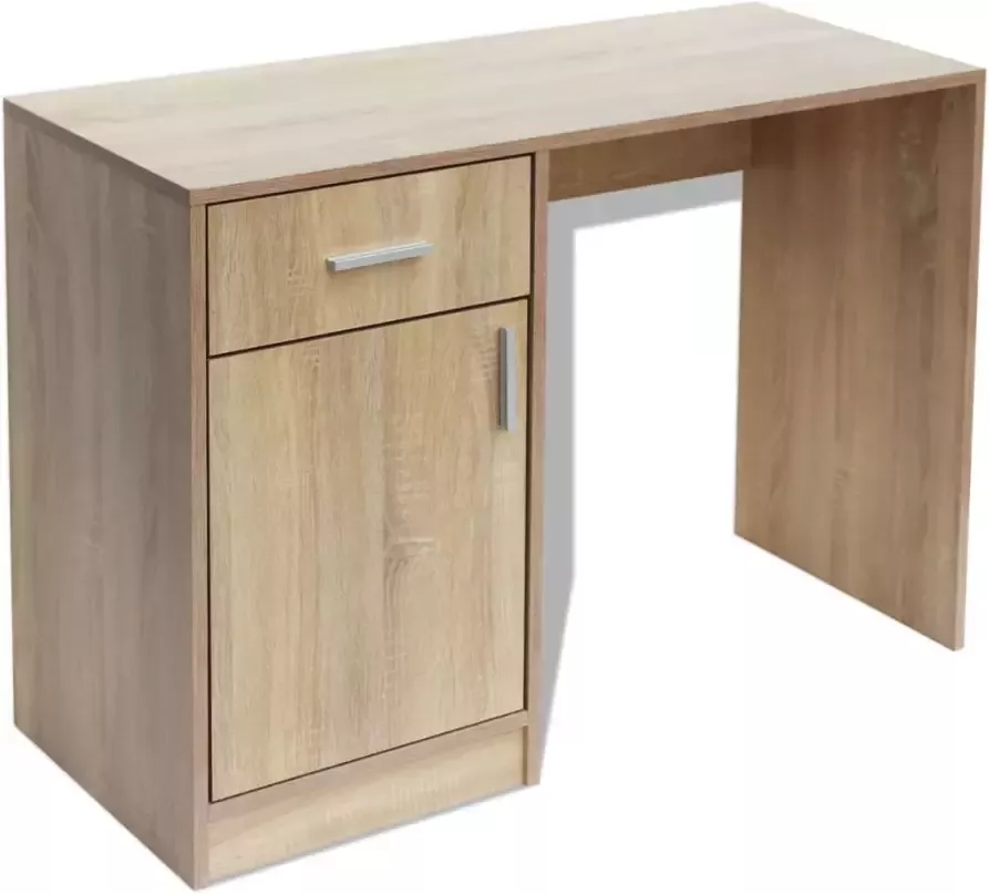 VidaXL Bureau met lade en kastje 100x40x73 cm eiken - Foto 2