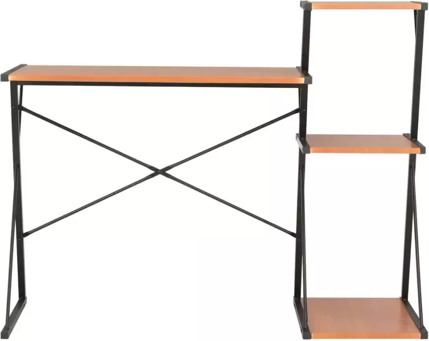 VidaXL -Bureau-met-schap-116x50x93-cm-zwart-en-bruin - Foto 4