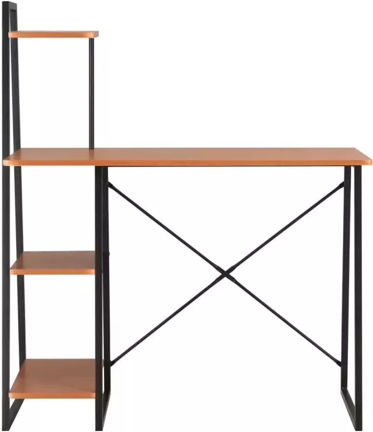 VidaXL -Bureau-met-schappen-102x50x117-cm-zwart-en-bruin - Foto 4