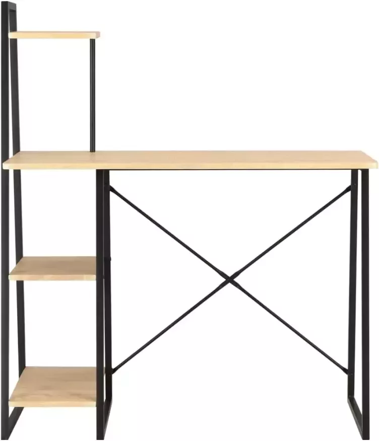 VidaXL -Bureau-met-schappen-102x50x117-cm-zwart-en-eikenkleurig - Foto 4