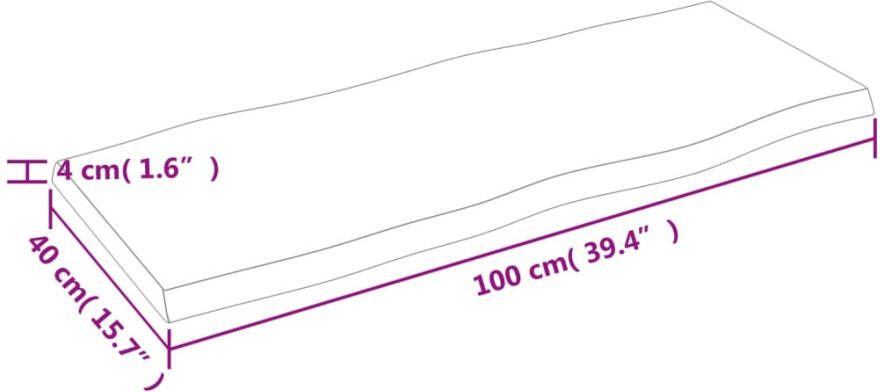 VidaXL -Tafelblad-natuurlijke-rand-100x40x(2-4)-cm-eikenhout-lichtbruin - Foto 2