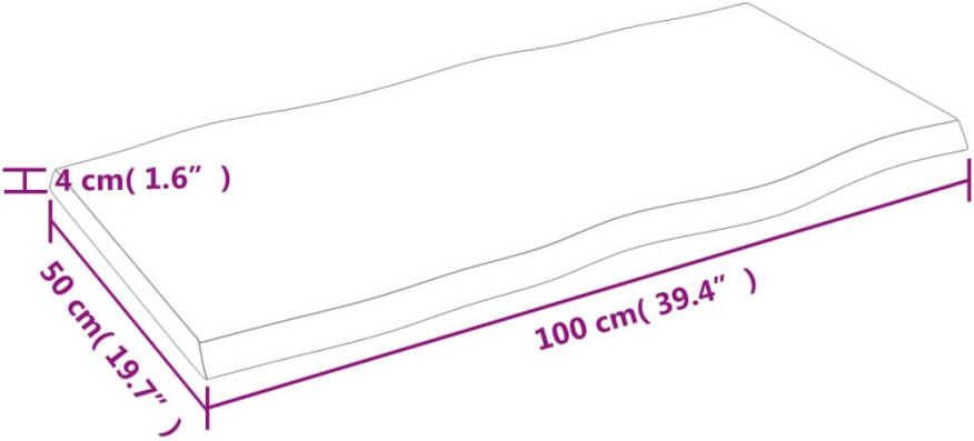 VidaXL -Tafelblad-natuurlijke-rand-100x50x(2-4)-cm-eikenhout-lichtbruin - Foto 5