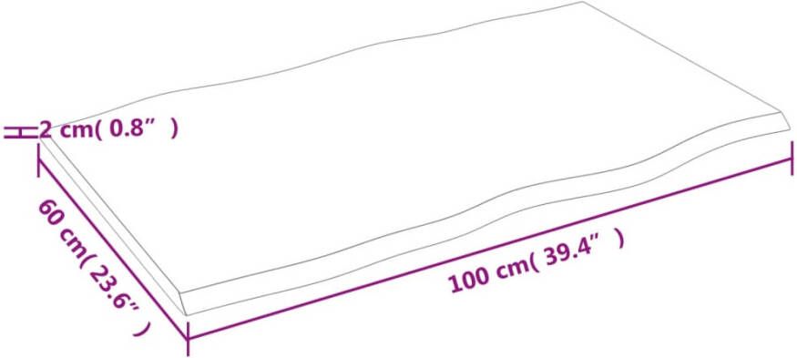 VidaXL Bureaublad 100x60x2 cm behandeld massief eikenhout lichtbruin - Foto 5