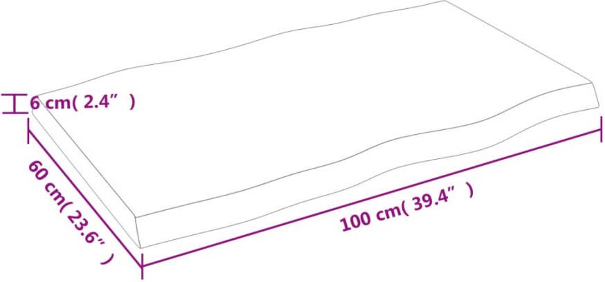 VidaXL -Tafelblad-natuurlijke-rand-100x60x(2-6)cm-eikenhout-lichtbruin - Foto 5