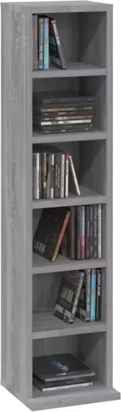 VidaXL Cd-kast 21x20x88 cm bewerkt hout grijs sonoma eikenkleurig - Foto 4