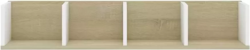 VIDAXL Cd-wandschap 100x18x18 cm spaanplaat wit en sonoma eikenkleurig