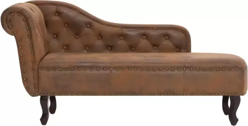 VIDAXL Chaise longue kunstsuède bruin