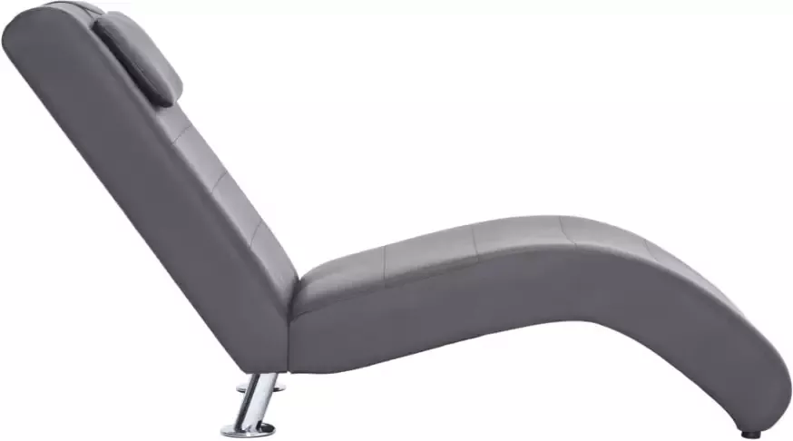 VIDAXL Chaise longue met kussen kunstleer grijs