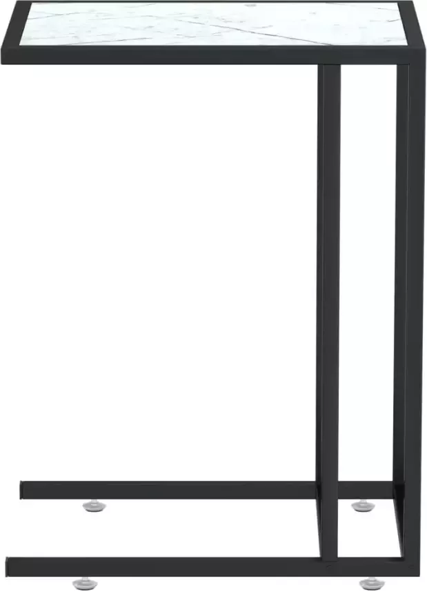 VidaXL -Computer-bijzettafel-50x35x65-cm-gehard-glas-witmarmerkleurig - Foto 4