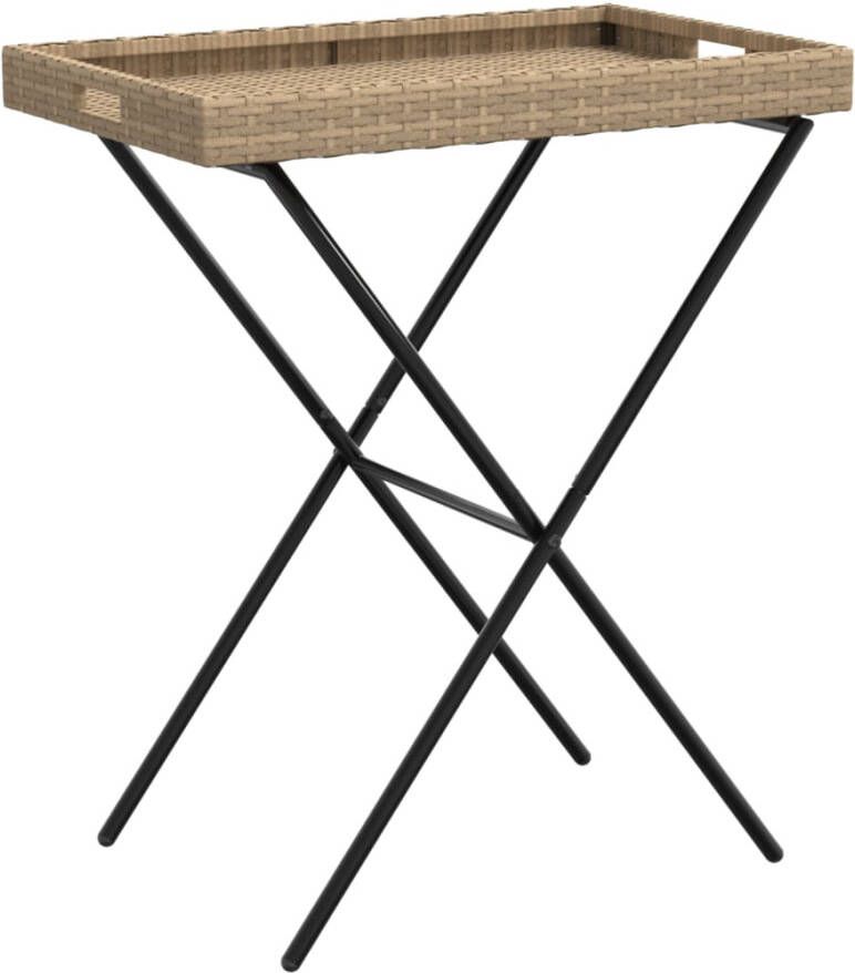 VIDAXL Dienbladtafel inklapbaar 65x40x75 cm poly rattan beige - Foto 2