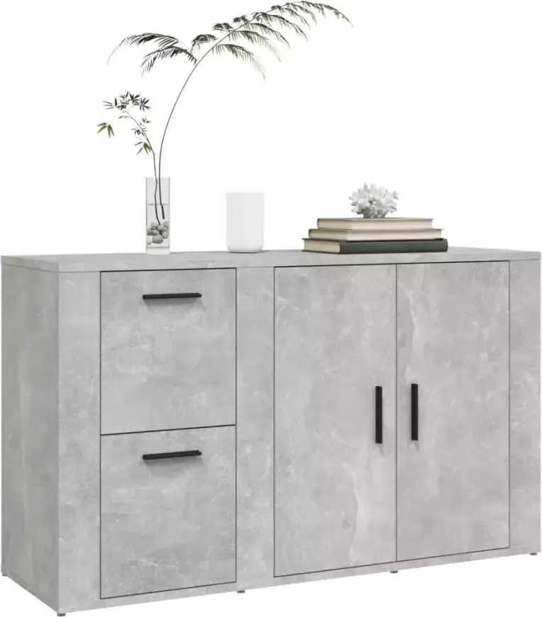 VidaXL -Dressoir-100x33x59 5-cm-bewerkt-hout-betongrijs - Foto 4