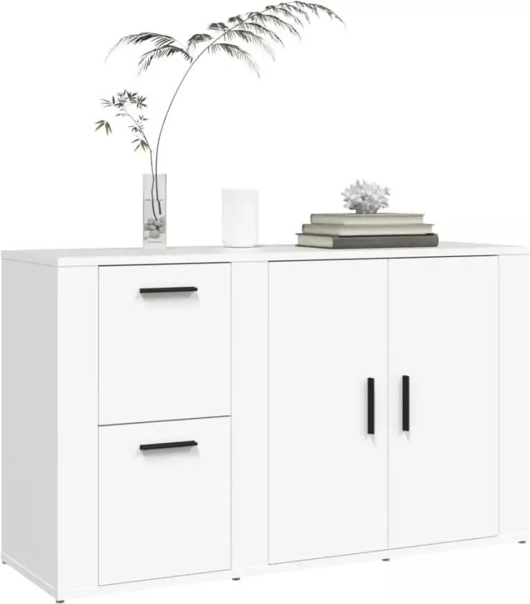 VidaXL -Dressoir-100x33x59 5-cm-bewerkt-hout-wit - Foto 3
