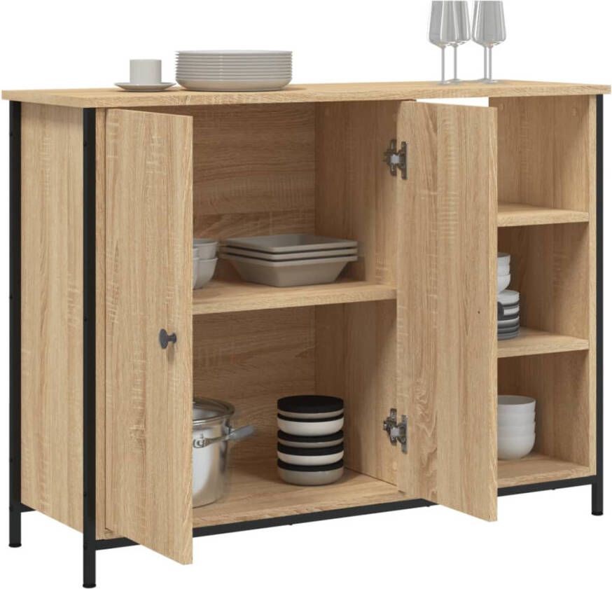 VidaXL -Dressoir-100x33x75-cm-bewerkt-hout-sonoma-eikenkleurig - Foto 2