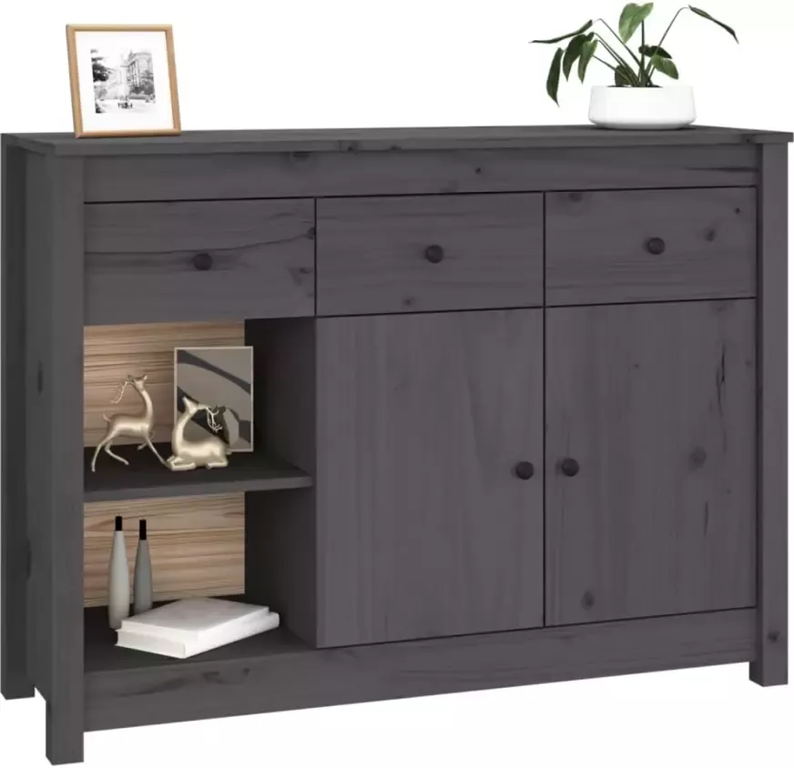 VidaXL -Dressoir-100x35x74-cm-massief-grenenhout-grijs - Foto 2