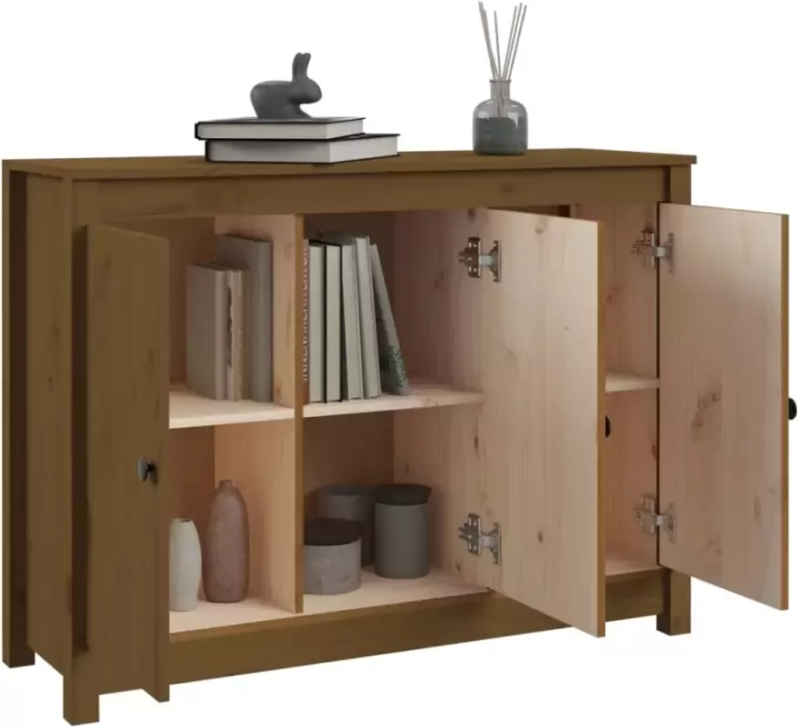 VidaXL -Dressoir-100x35x74-cm-massief-grenenhout-honingbruin - Foto 4