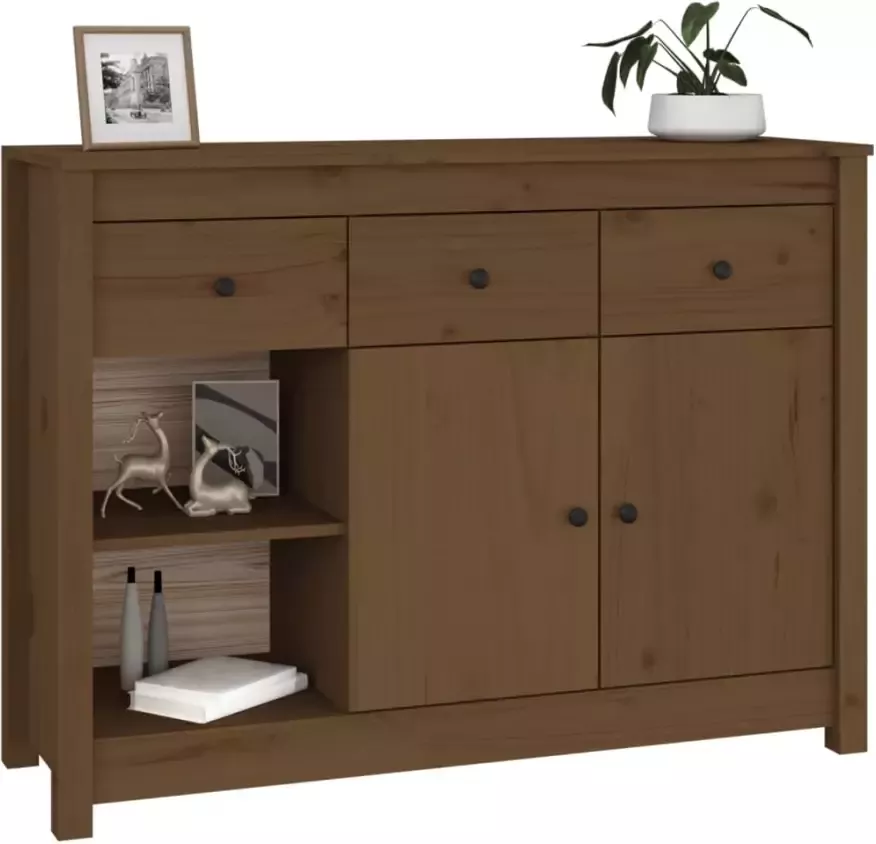 VidaXL -Dressoir-100x35x74-cm-massief-grenenhout-honingbruin - Foto 2