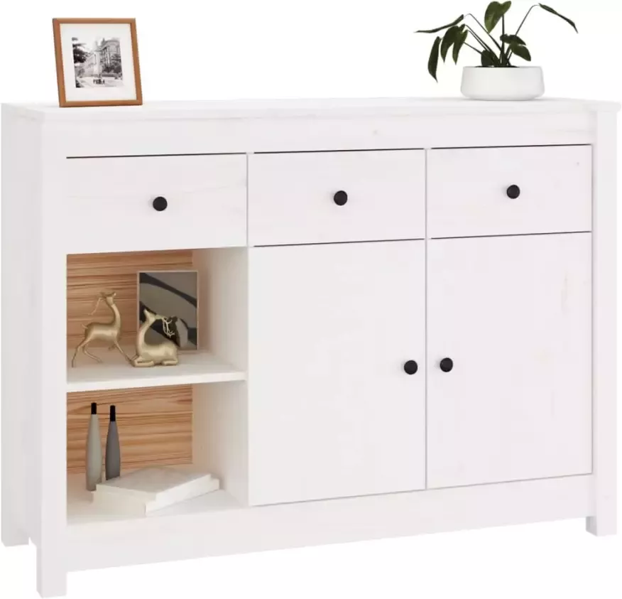 VidaXL -Dressoir-100x35x74-cm-massief-grenenhout-wit - Foto 2