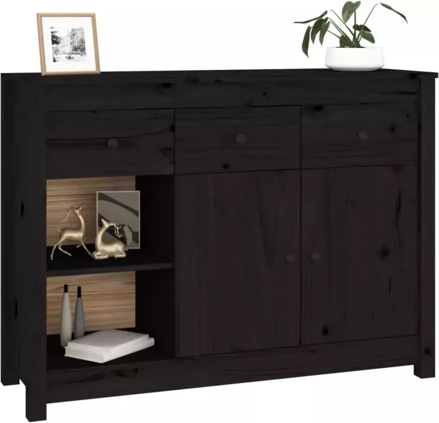 VidaXL -Dressoir-100x35x74-cm-massief-grenenhout-zwart - Foto 3