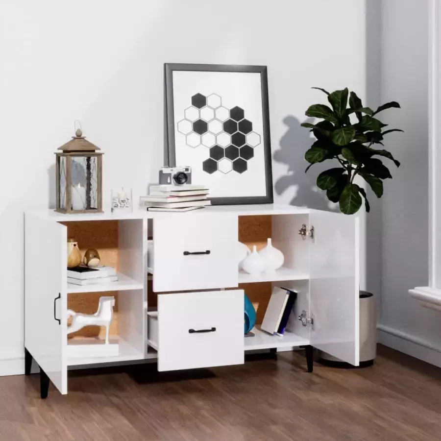 VidaXL -Dressoir-100x36x60-cm-bewerkt-hout-hoogglans-wit - Foto 3
