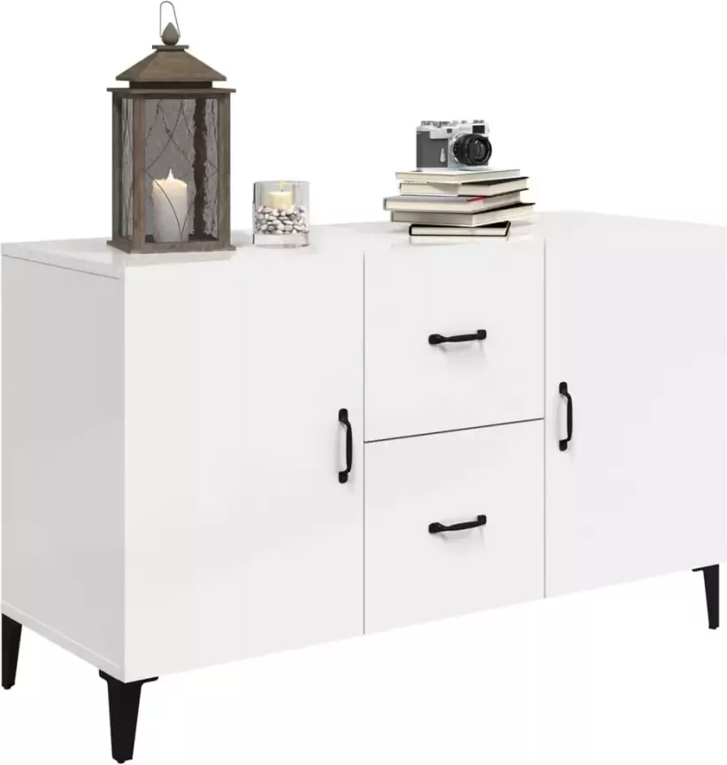 VidaXL -Dressoir-100x36x60-cm-bewerkt-hout-hoogglans-wit - Foto 2
