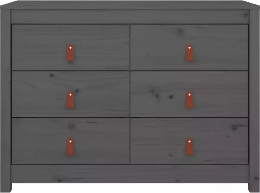 VidaXL Dressoir 100x40x72 cm Massief Grenen Grijs Dressoir Grenoble Hout Grijze Kast Opbergkast Salontafel - Foto 5