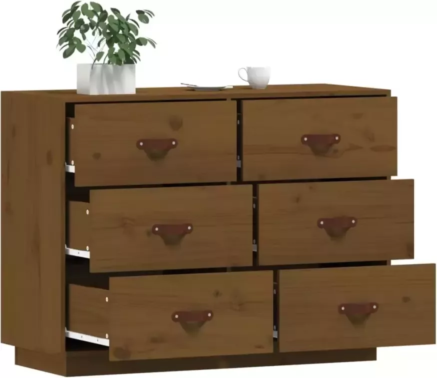 VidaXL -Dressoir-100x40x75-cm-massief-grenenhout-honingbruin - Foto 3