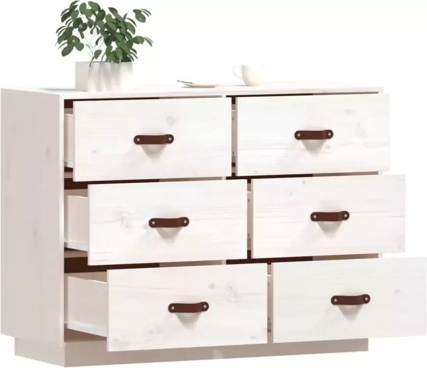 VidaXL -Dressoir-100x40x75-cm-massief-grenenhout-wit - Foto 2