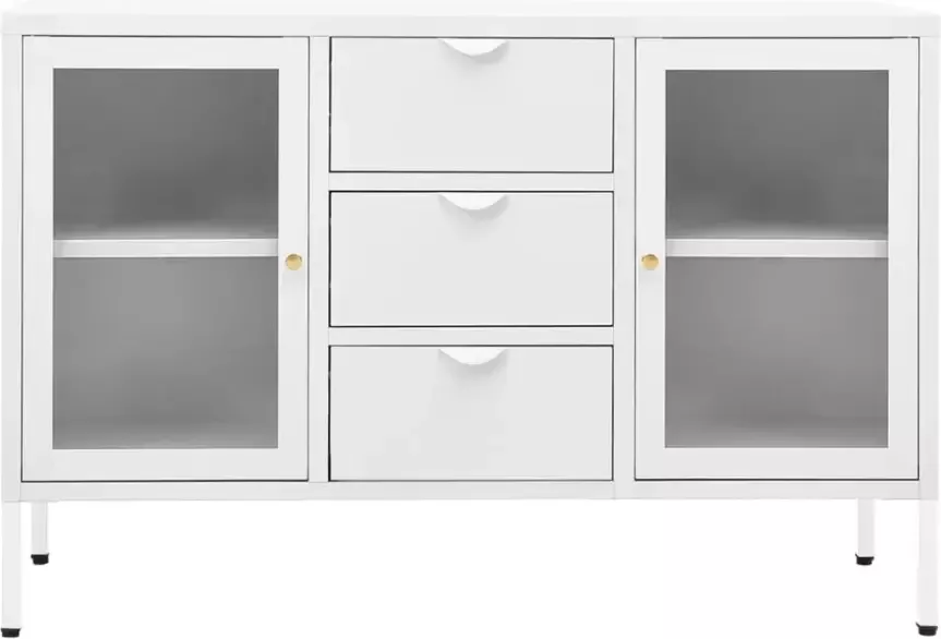 VidaXL -Dressoir-105x35x70-cm-staal-en-gehard-glas-wit - Foto 5