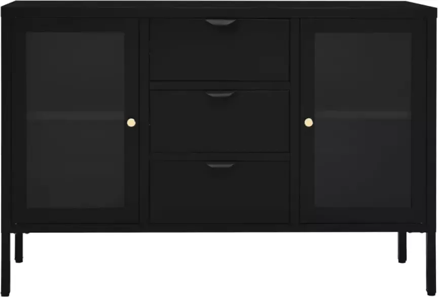 VidaXL -Dressoir-105x35x70-cm-staal-en-gehard-glas-zwart - Foto 6