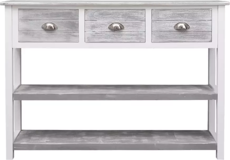 VidaXL -Dressoir-108x30x76-cm-massief-paulowniahout-antiekgrijs - Foto 3