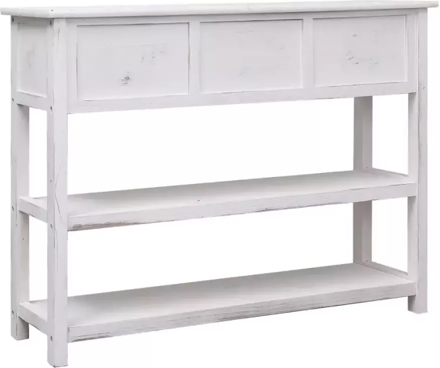 VidaXL -Dressoir-108x30x76-cm-massief-paulowniahout-antiekwit - Foto 4