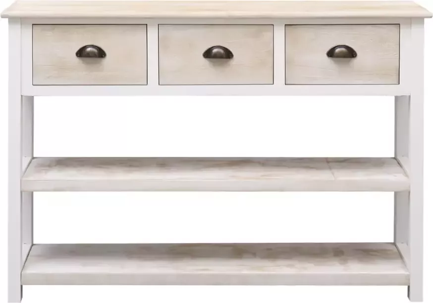 VidaXL -Dressoir-108x30x76-cm-massief-paulowniahout-wit-en-rbuin - Foto 5