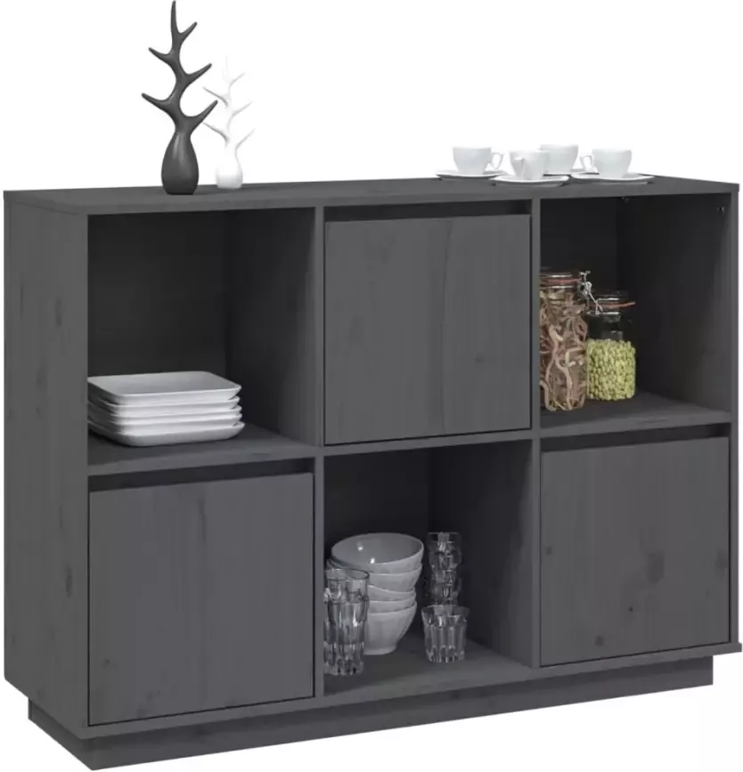 VidaXL -Dressoir-110 5x35x80-cm-massief-grenenhout-grijs - Foto 2