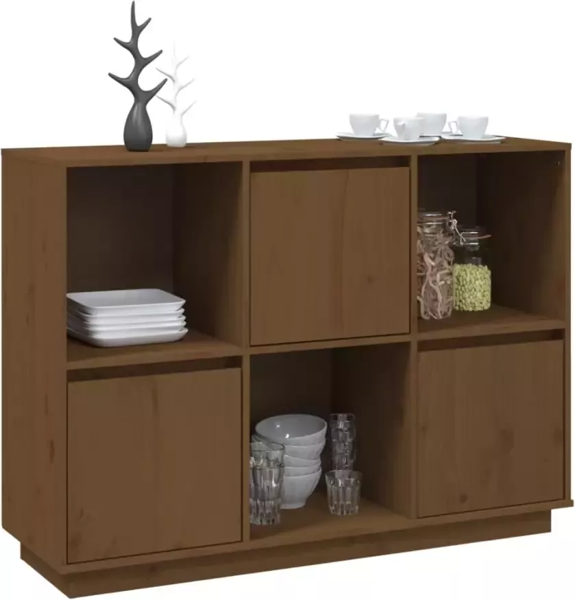 VidaXL -Dressoir-110 5x35x80-cm-massief-grenenhout-honingbruin - Foto 2