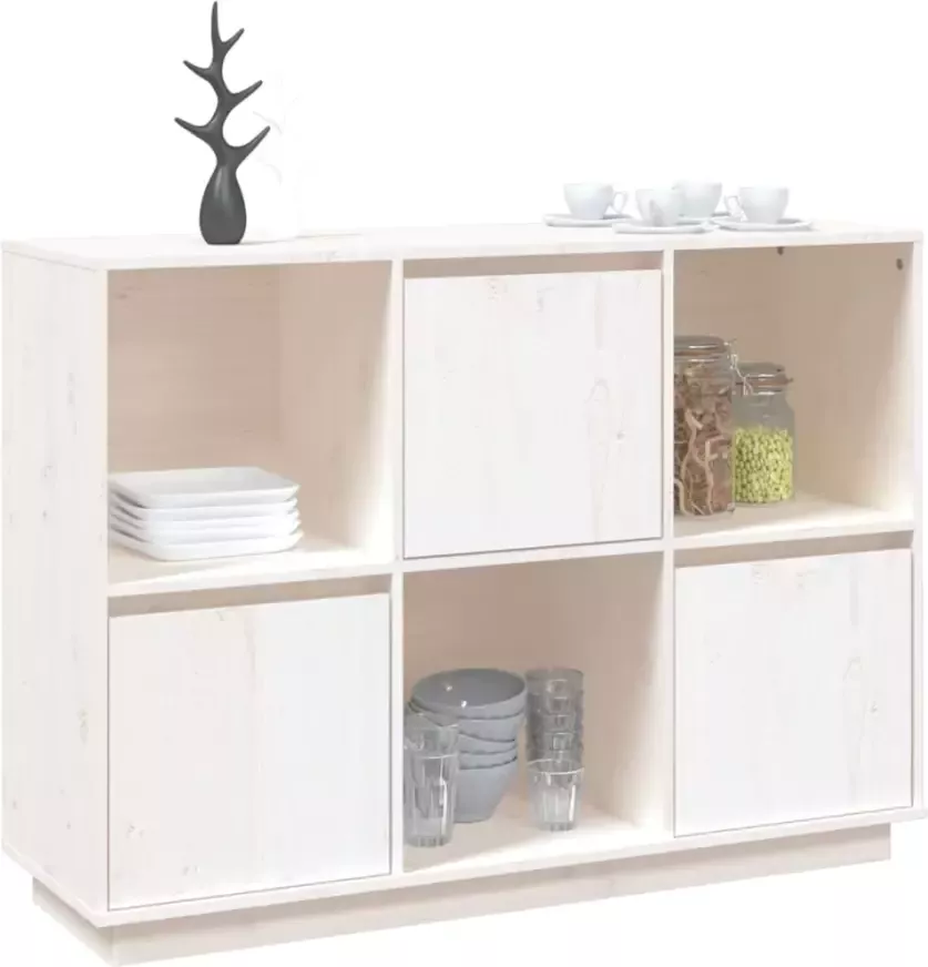 VidaXL -Dressoir-110 5x35x80-cm-massief-grenenhout-wit - Foto 2