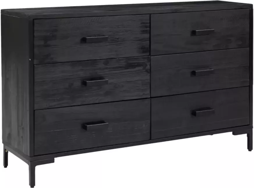 VidaXL -Dressoir-110x35x70-cm-gerecycled-massief-grenenhout-zwart - Foto 4