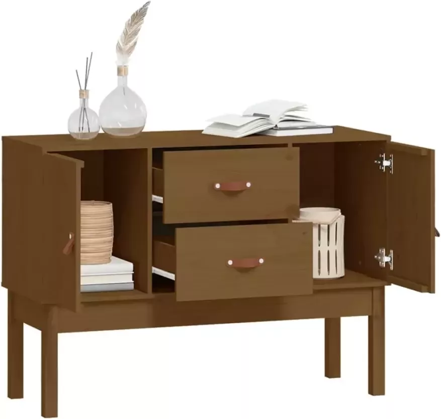 VidaXL -Dressoir-110x40x78-cm-massief-grenenhout-honingbruin