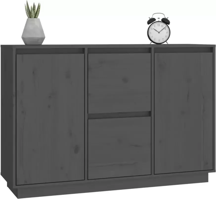 VidaXL -Dressoir-111x34x75-cm-massief-grenenhout-grijs