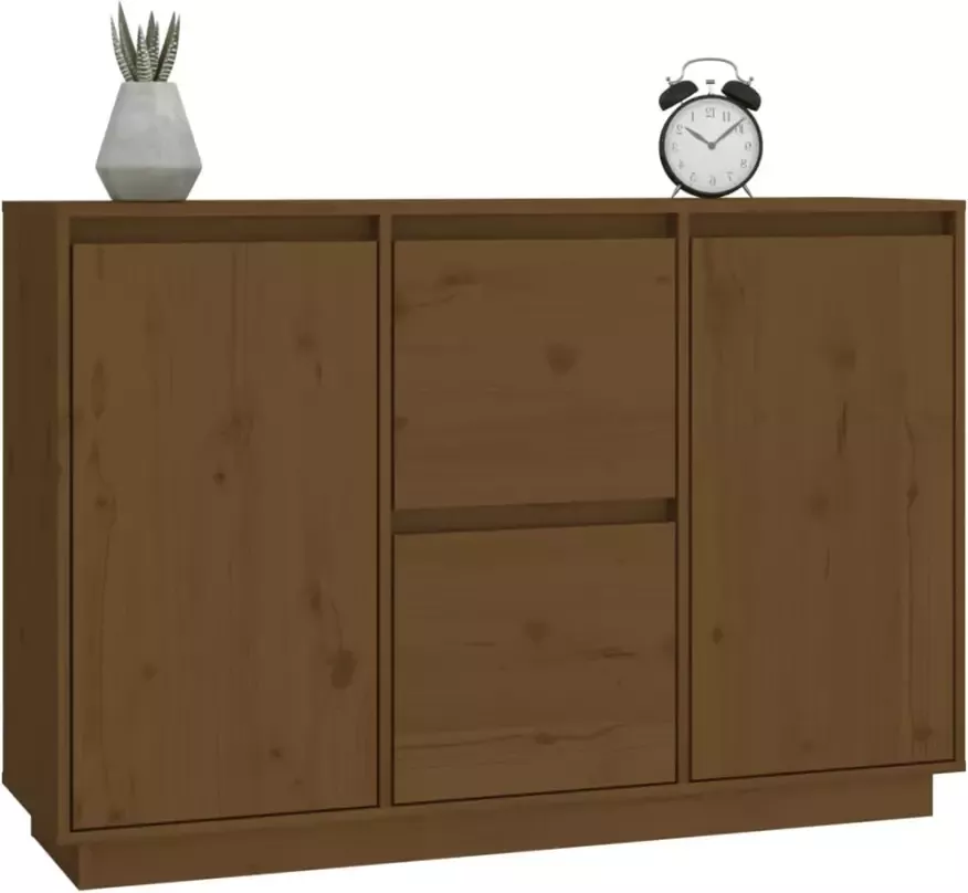VidaXL -Dressoir-111x34x75-cm-massief-grenenhout-honingbruin - Foto 4