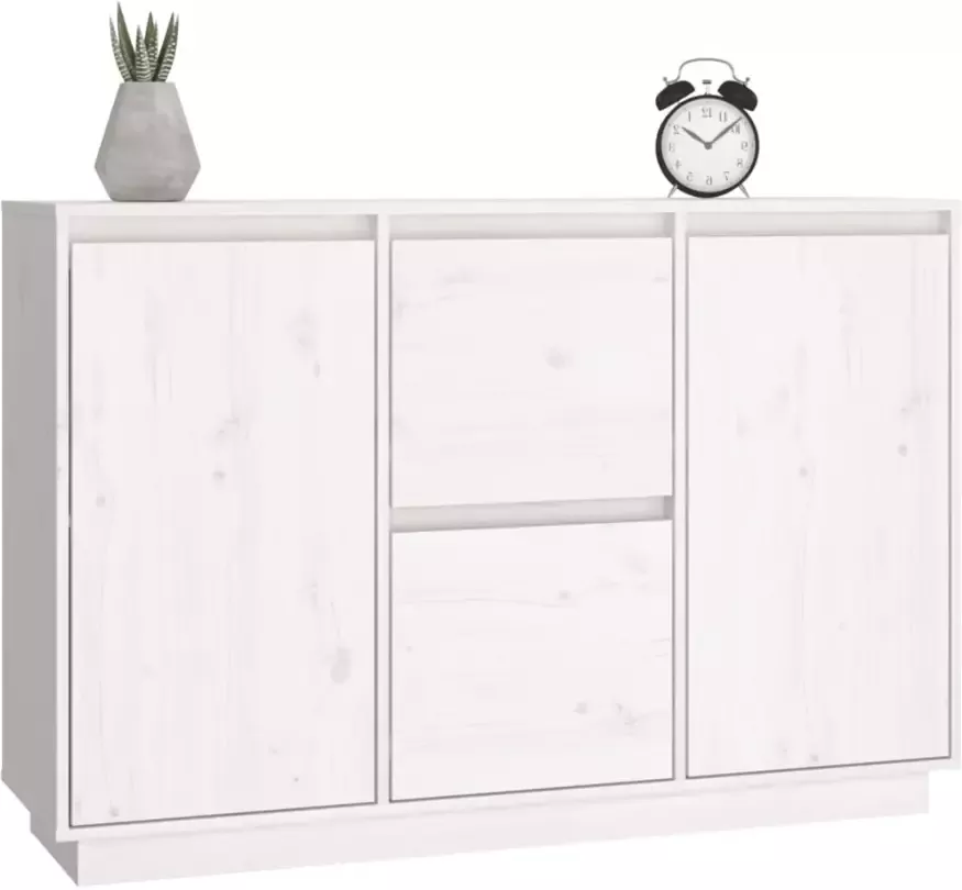 VidaXL -Dressoir-111x34x75-cm-massief-grenenhout-wit - Foto 5